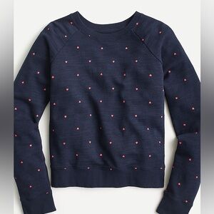 JCrew Vintage cotton terry pullover crewneck in mini hearts